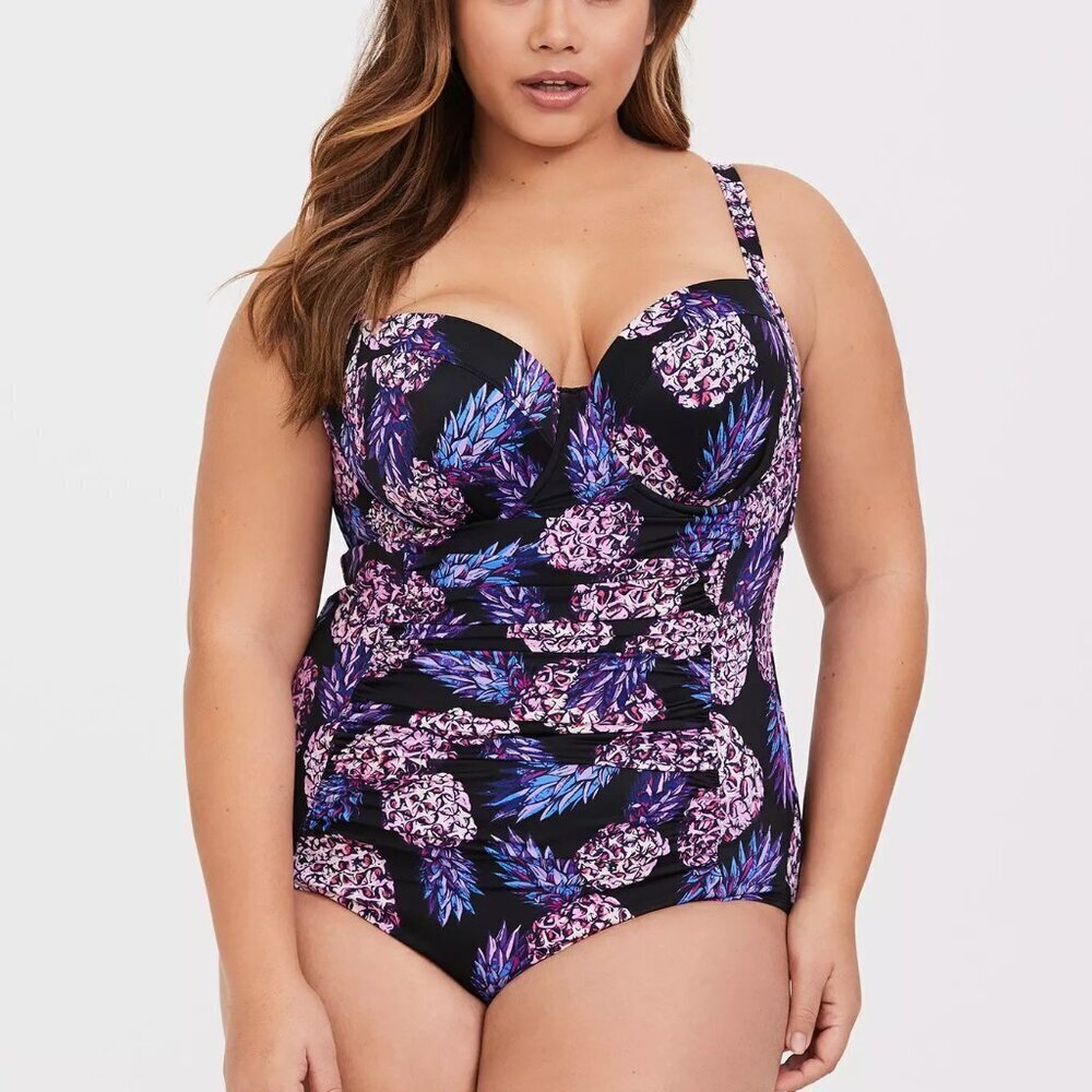 Torrid Pineapple Push-Up Demi Slim Fix Swimsuit in Size 5S (28 & Short)